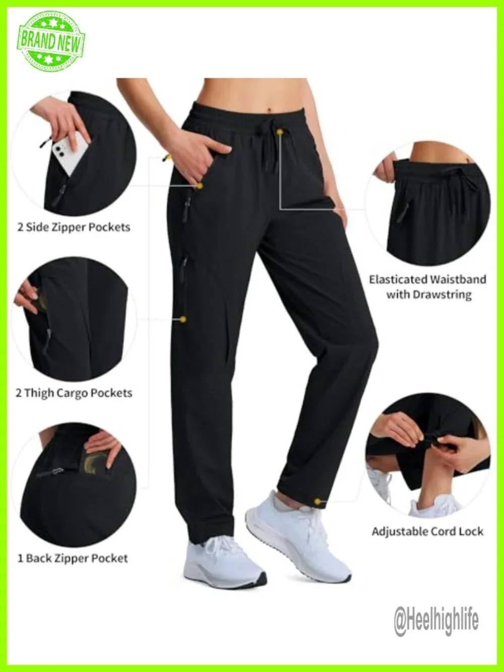 Women's Quick Dry Lightweight Hiking Cargo Pants UPF 50 Water Resistant Zipper